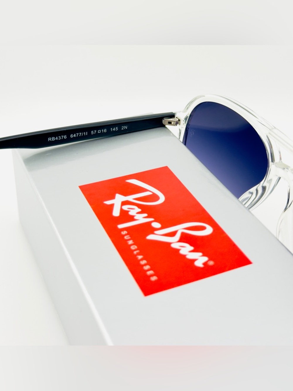 Ray-Ban Aviator Sunglasses RB4376 Transparent Frame with Gradient Dark Gray Lens - Picture 14 of 16